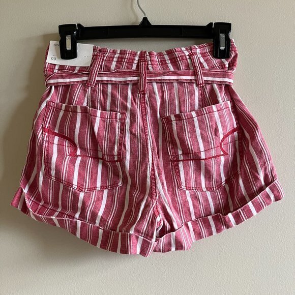 NEW American Eagle‎ Outfitters Striped Super Hi Rise Shorts Belt Womens Size 00 - Picture 4 of 7